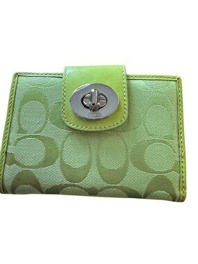 Coach Penelope Y2K Signature Lime Green Bi-fold Wallet- Rare - NWT